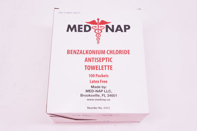 MEDNAP 3303 Benzalkonium Chloride Antiseptic Towelette - Box of 100